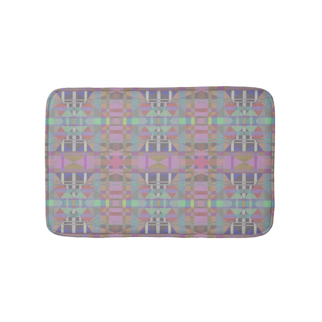 Green Purple Pink Geometric Bath Mat (Front)