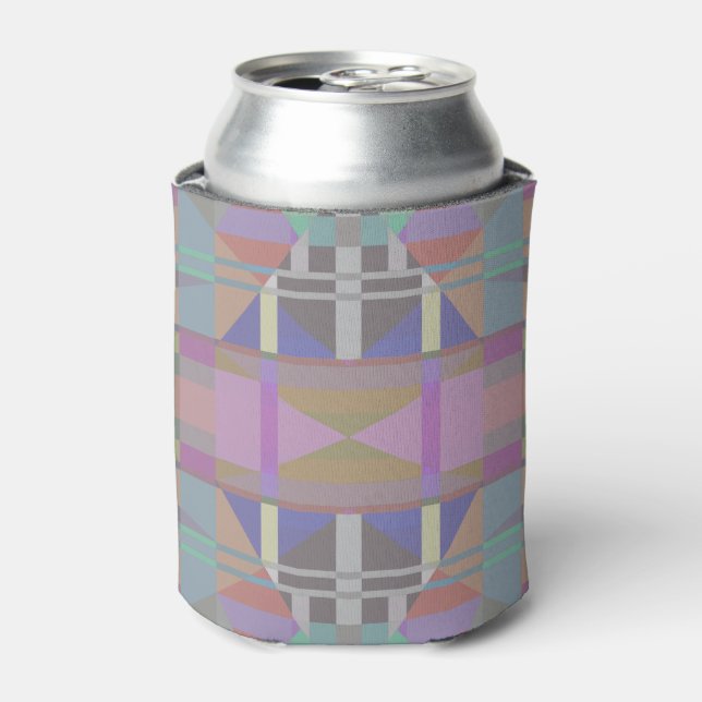 Green Purple Pink Geometric Can Cooler (Can Front)