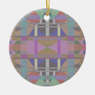 Green Purple Pink Geometric Ceramic Ornament
