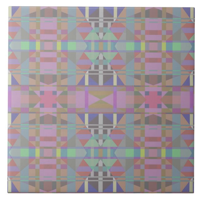 Green Purple Pink Geometric Ceramic Tile (Front)