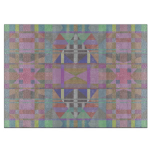 Green Purple Pink Geometric Cutting Board