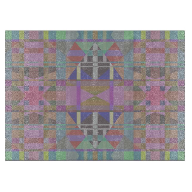 Green Purple Pink Geometric Cutting Board (Front)