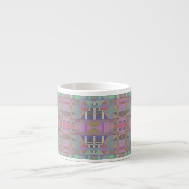 Green Purple Pink Geometric Espresso Cup (Front)