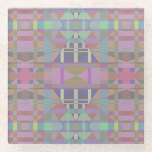 Green Purple Pink Geometric Glass Coaster
