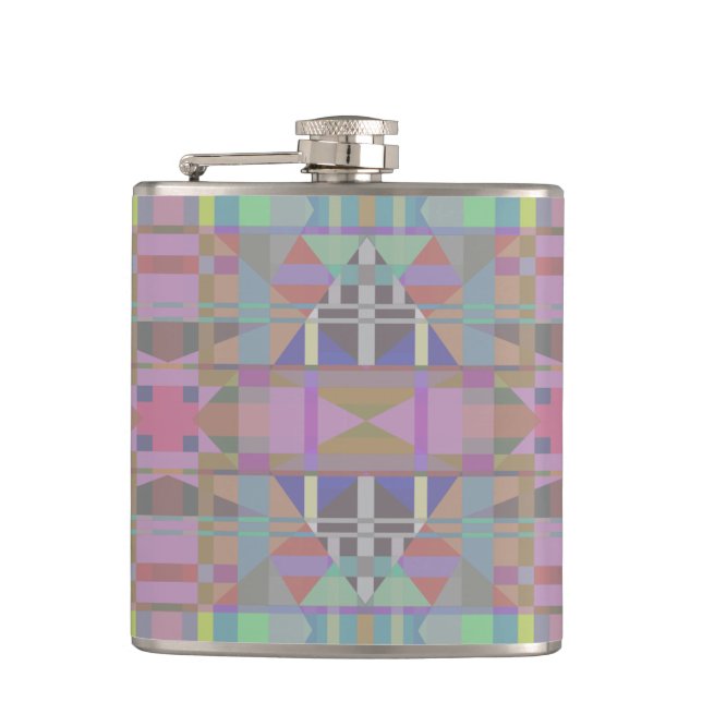 Green Purple Pink Geometric Hip Flask (Front)