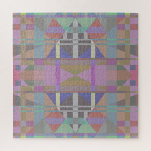 Green Purple Pink Geometric Jigsaw Puzzle