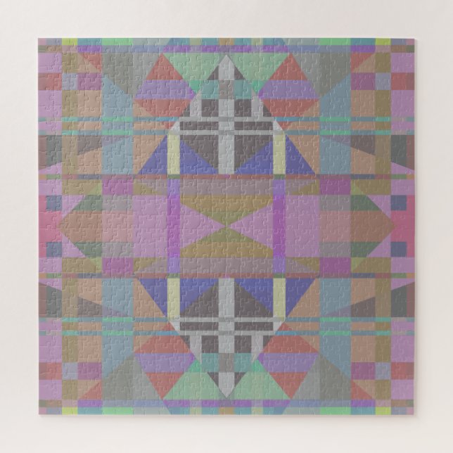 Green Purple Pink Geometric Jigsaw Puzzle (Vertical)