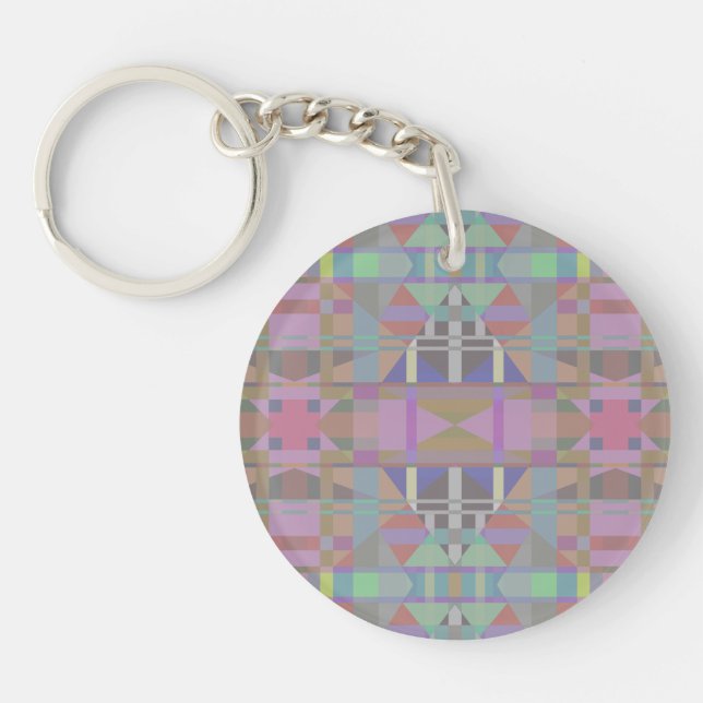 Green Purple Pink Geometric Key Ring (Front)
