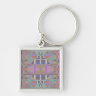 Green Purple Pink Geometric Key Ring
