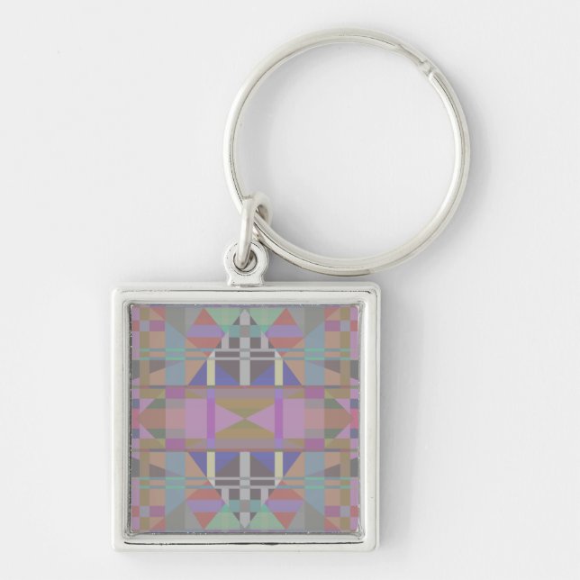 Green Purple Pink Geometric Key Ring (Front)
