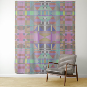 Green Purple Pink Geometric Tapestry