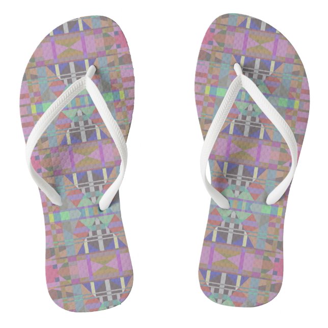 Green Purple Pink Geometric Thongs (Footbed)