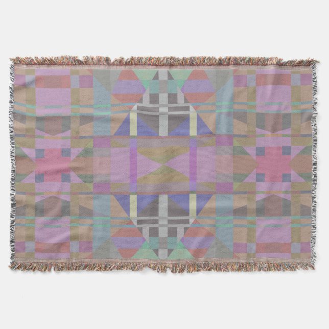 Green Purple Pink Geometric Throw Blanket (Front)