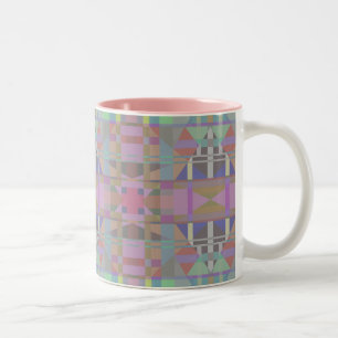 Green Purple Pink Geometric Two-Tone Coffee Mug
