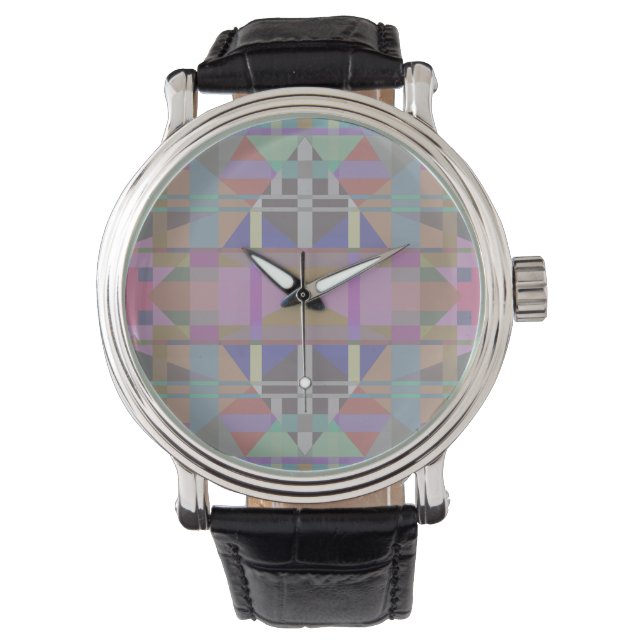 Green Purple Pink Geometric Watch (Front)