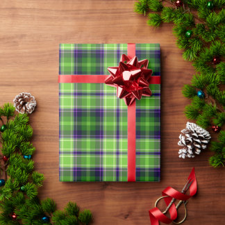Green Purple Plaid Gingham Pattern  Wrapping Paper