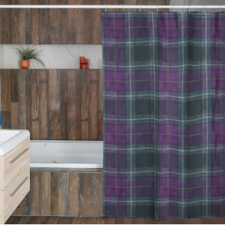 Green Purple Plaid Shower Curtain