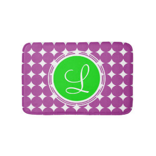 Green & Purple Polka Dot Monogram Bath Mat
