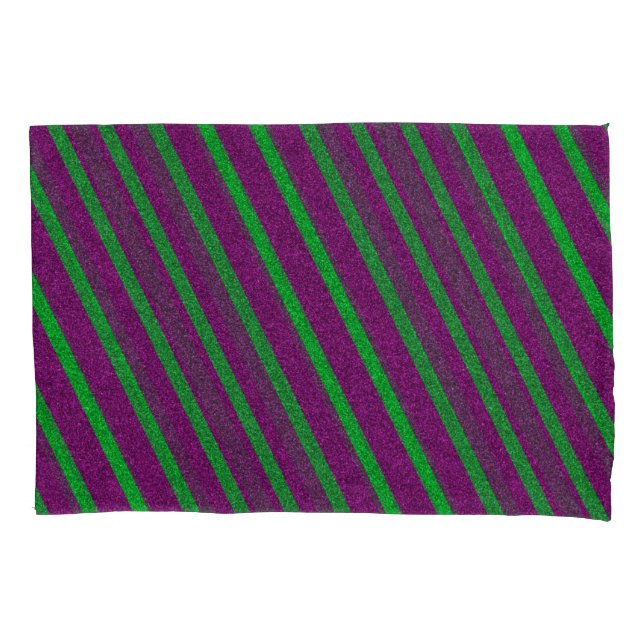 Green & Purple Stripes Glitter Pillowcase (Front)