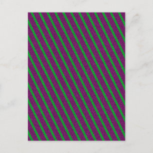 Green & Purple Stripes Glitter Postcard