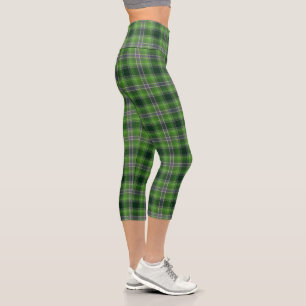 Green Purple Tartan Plaid Gingham Pattern  Capri Leggings