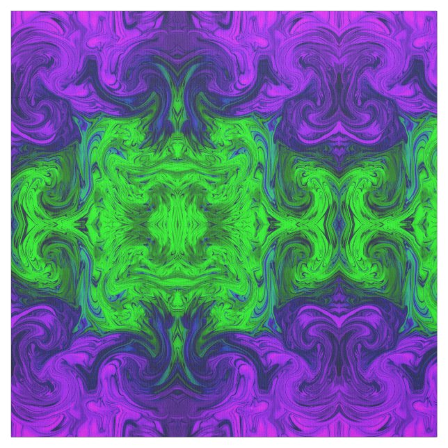 Green purple textured abstract print fabric (Swatch)