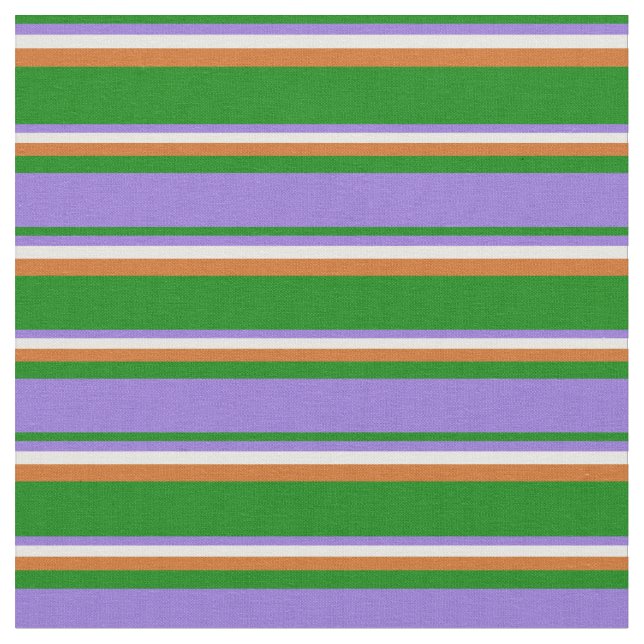 Green, Purple, White & Chocolate Coloured Pattern Fabric (Close Up)
