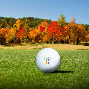 Green purple yellow red initial letter C Golf Balls