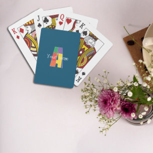 Green purple yellow red Monogram Initial A blue Playing Cards