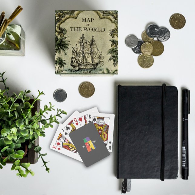 Green purple yellow red Monogram Initial  A grey Playing Cards (Creator Uploaded)