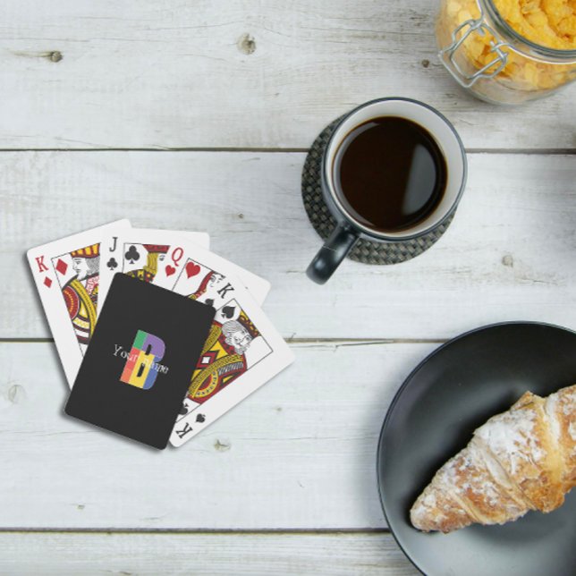 Green purple yellow red Monogram Initial  B black Playing Cards (Creator Uploaded)