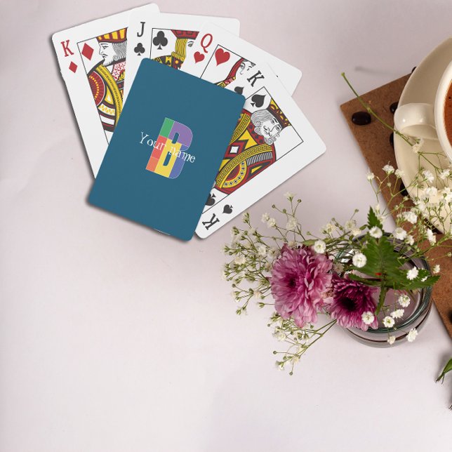 Green purple yellow red Monogram Initial  B blue Playing Cards (Creator Uploaded)