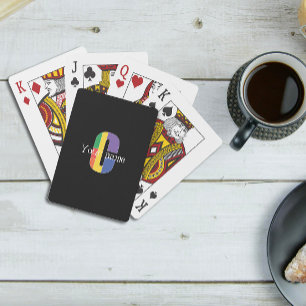 Green purple yellow red Monogram Initial C black Playing Cards