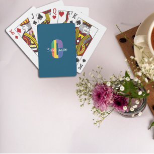 Green purple yellow red Monogram Initial C blue Playing Cards