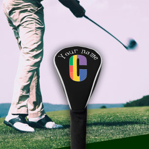 Green purple yellow red Monogram Initial  C Golf Head Cover