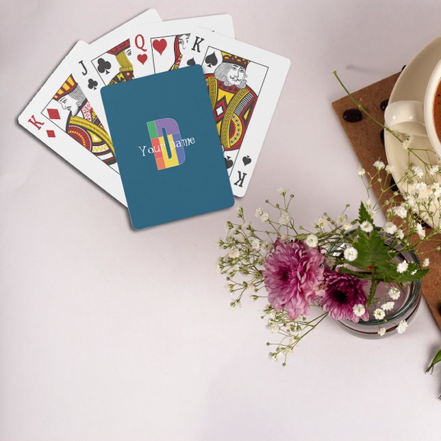 Green purple yellow red Monogram Initial D blue Playing Cards (Creator Uploaded)