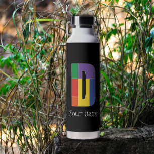 Green purple yellow red Monogram Initial D Water Bottle