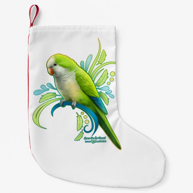 Green Quaker Parrot Small Christmas Stocking (Front)