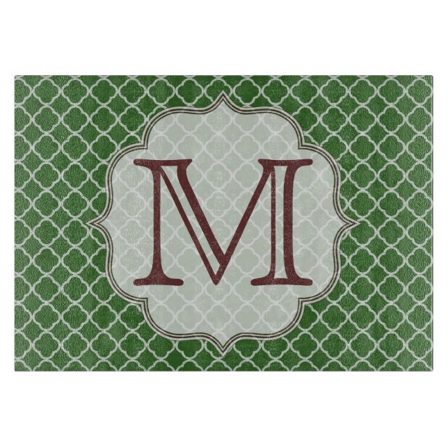 Green Quarterfoil Latti Glass Cutting Board (Front)