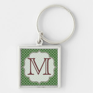 Green Quarterfoil Latti Monogram Initial Key Chain