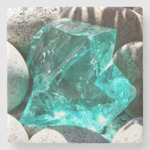 Green quartz and stone nature rock mineral coaster