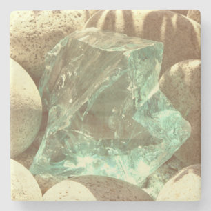 Green quartz beige stone nature rock mineral coaster