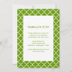Green Quatrefoil Birthday Invitation