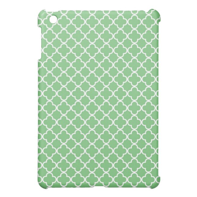Green Quatrefoil Clover Pattern iPad Mini Case (Back)