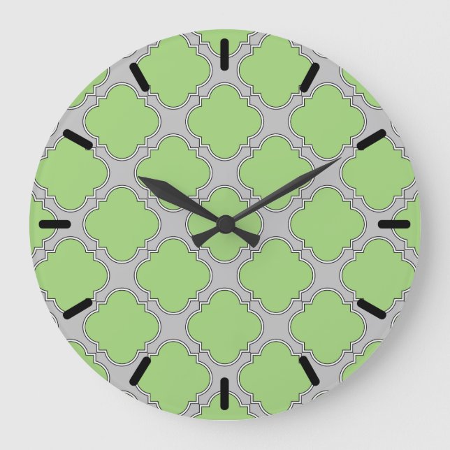 Green Quatrefoil Large Clock (Front)