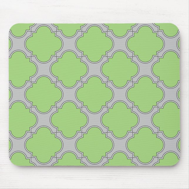 Green Quatrefoil Mouse Pad (Front)