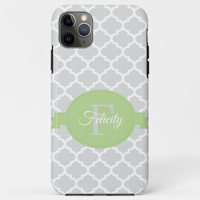 Green Quatrefoil Personalised Case-Mate iPhone Case (Back)