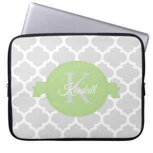 Green Quatrefoil Personalised Laptop Sleeve