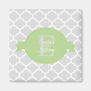 Green Quatrefoil Personalised Magnet