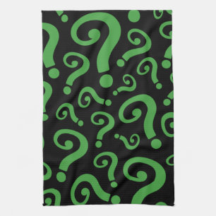 Green Question Mark Tea Towel